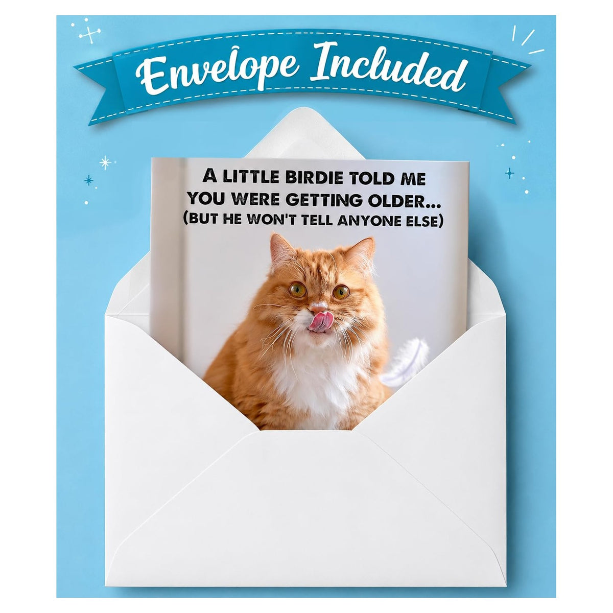 Funny Birthday Card for Women, Men, Friends! Hilarious Cat, Bird Photo Joke