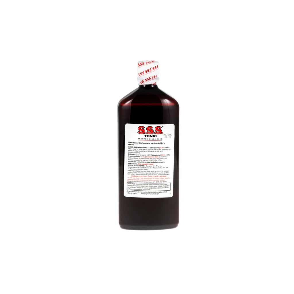 S.S.S. Tonic Liquid Iron & Vitamin B Supplement with B1, B2 & B3, 20 Fl Oz | High-potency, easy-to-take formula for daily energy support; made in USA