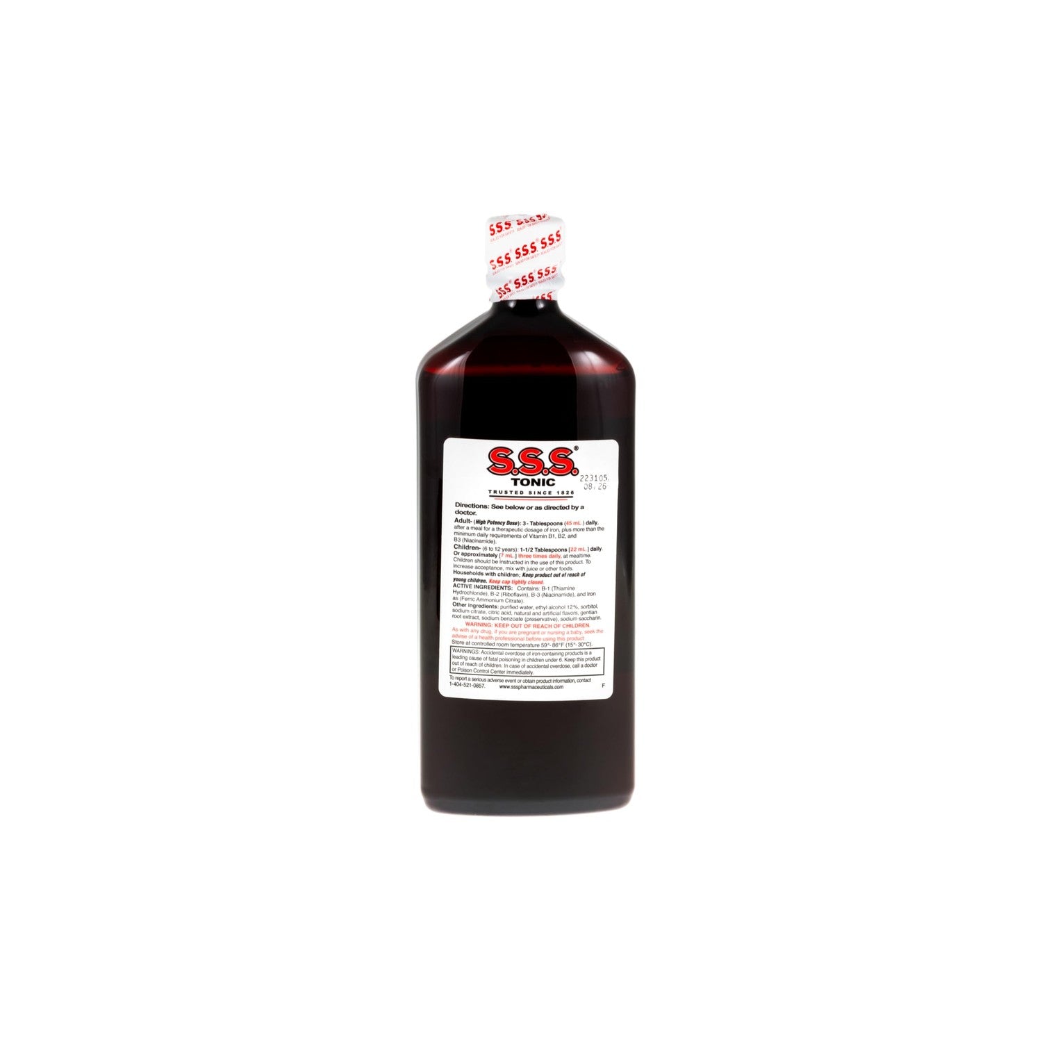 S.S.S. Tonic Liquid Iron & Vitamin B Supplement with B1, B2 & B3, 20 Fl Oz | High-potency, easy-to-take formula for daily energy support; made in USA