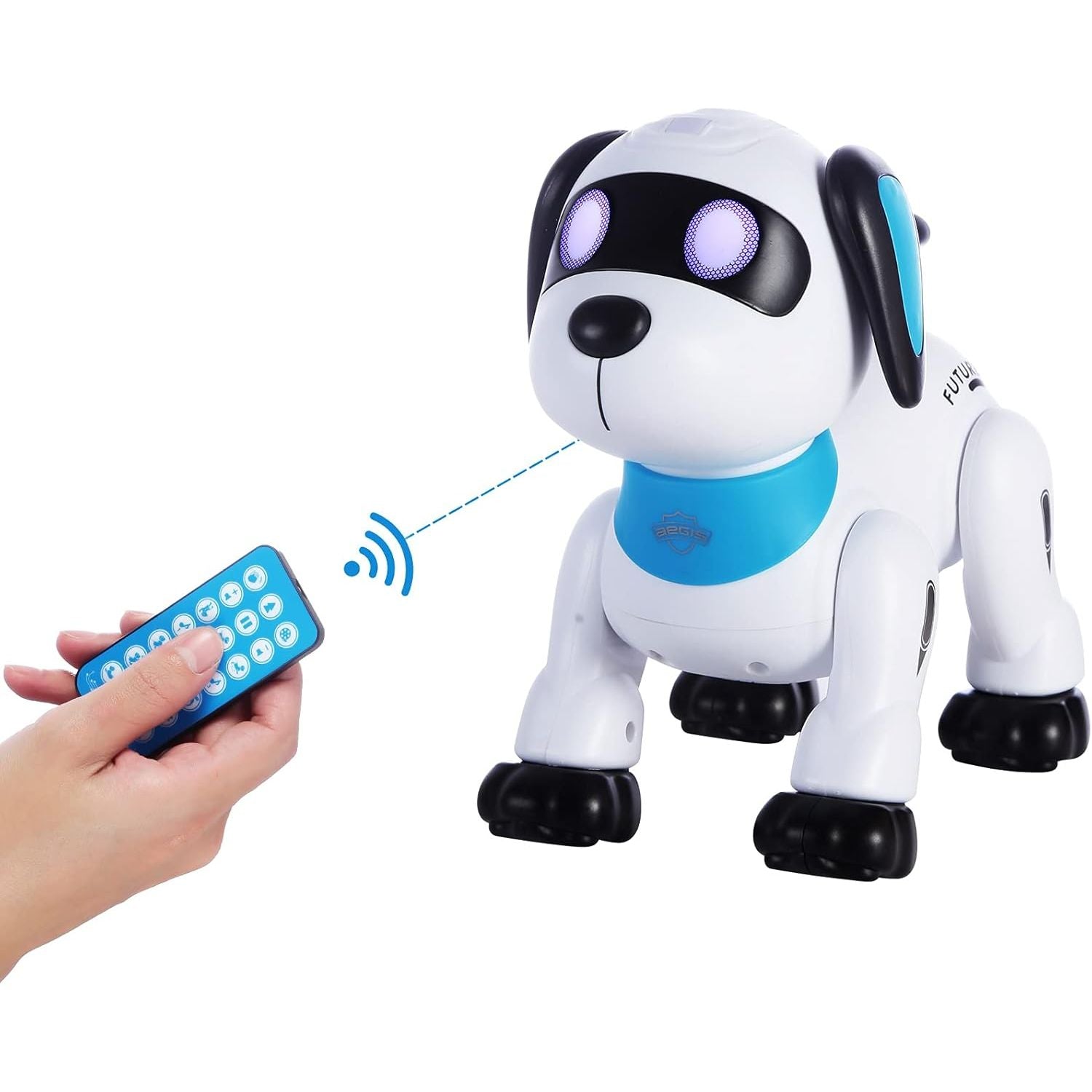 Buy now yiman Remote Control Robot Dog Toy – Programmable Smart Robot Dog for Kids 3+, Interactive Dancing & Sound, RC Stunt Robot Toys with LED Eyes, Electronic Pet Toy Dog for Boys & Girls Gifts (Blue) at indiglob india