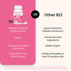 EZ Melts Dissolvable B12 Methylcobalamin 2,500 mcg - Vitamin B12 for Energy & Immune Support - Non-GMO, Vegan & Gluten-Free - Red Cherry - 90 Sublingual Tablets (90 Servings)