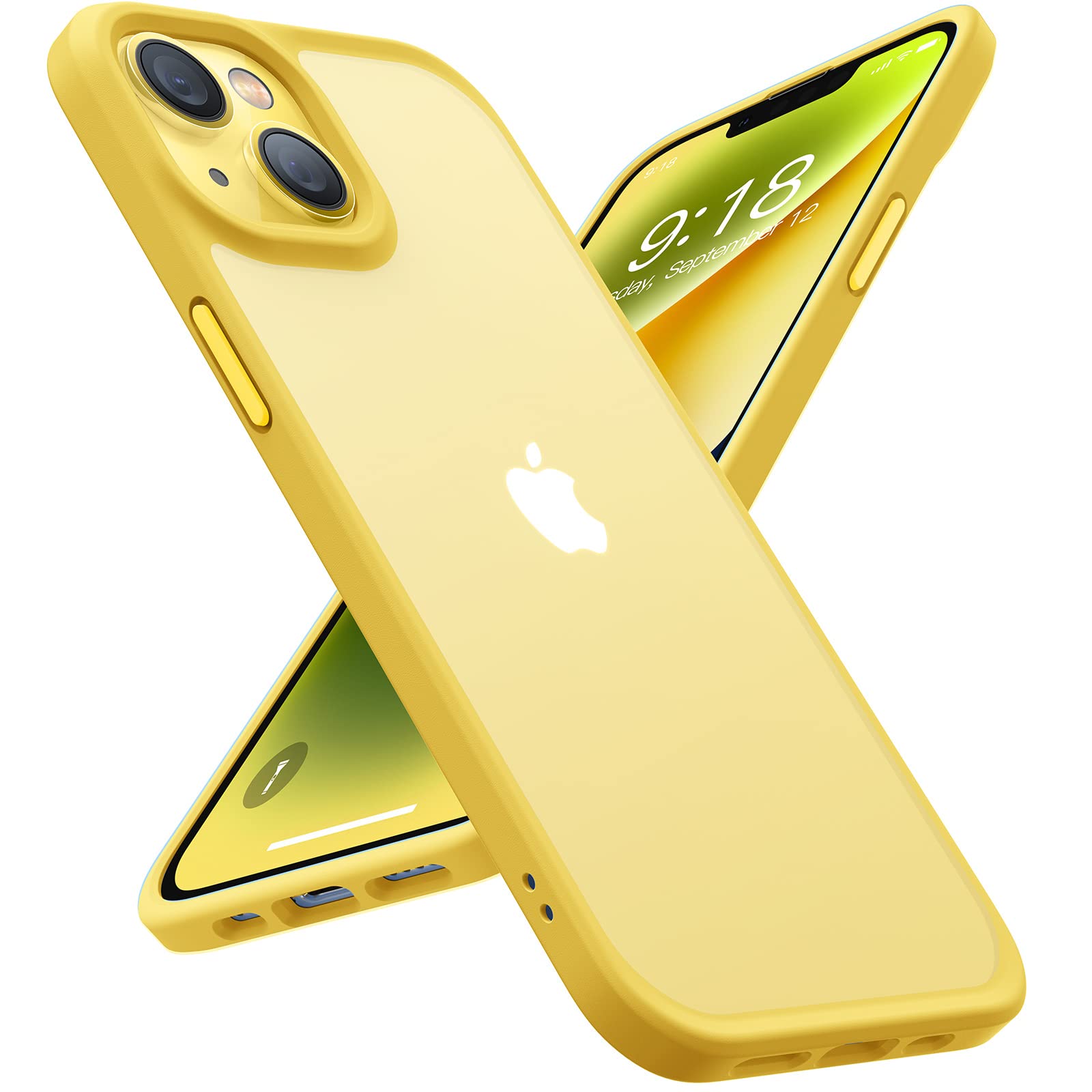 Buy now TORRAS Tough Shockproof for iPhone 13 Pro Case, [Military-Grade Drop Tested] Ultra-Durable Matte Hard PC Back with Soft Silicone Edge Slim Protective for iPhone 13 Pro Phone Case,Translucent Black iPhone 14 Case 6.1 inch (2 Camera) Yellow at indiglob india