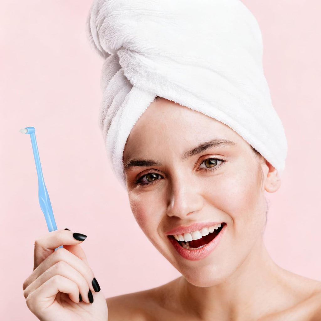 4 PCS End Tuft Toothbrush Adult, Single End Tuft Brush, Soft Orthodontic Toothbrushes for Braces, Small Soft Head for Tiny Hard-to-Reach Areas Detail Cleaning, Individually Wrapped