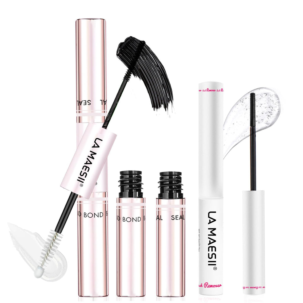 LA MAESII Lash Cluster Glue, 2 in 1 Lash Bond and Seal, Black Eyelash Glue | 10ml,Waterproof, Long Lasting 72H+, Latex Free, Quick Dry, for Sensitive Eyes,DIY at Home Use