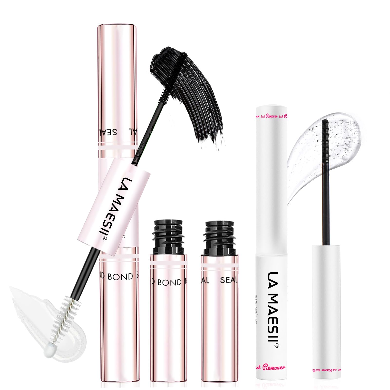LA MAESII Lash Cluster Glue, 2 in 1 Lash Bond and Seal, Black Eyelash Glue | 10ml,Waterproof, Long Lasting 72H+, Latex Free, Quick Dry, for Sensitive Eyes,DIY at Home Use