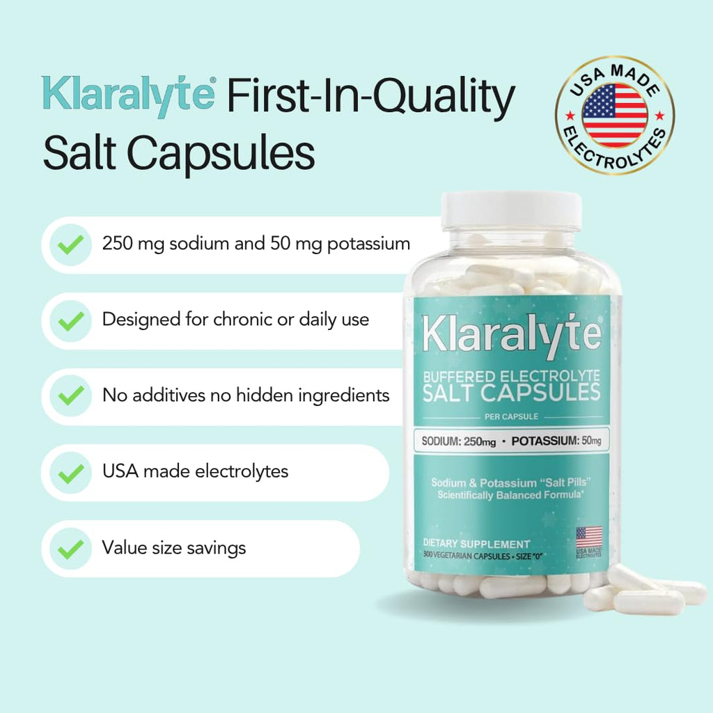 Buffered Electrolyte Salt Capsules, 300 Capsules Value Size, Sodium & Potassium Dietary Supplement