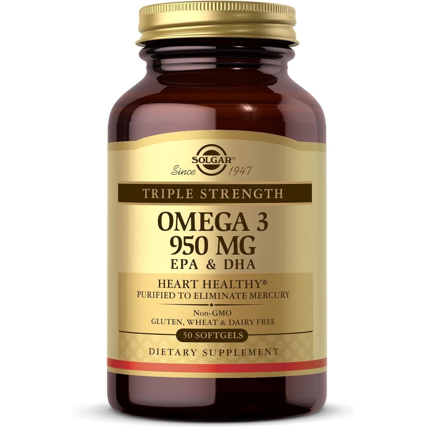 Buy now Solgar Triple Strength Omega 3 950 mg - 50 Softgels - Supports Joint & Skin Health - Non-GMO, Gluten Free, Dairy Free - 50 Servings Default at indiglob india