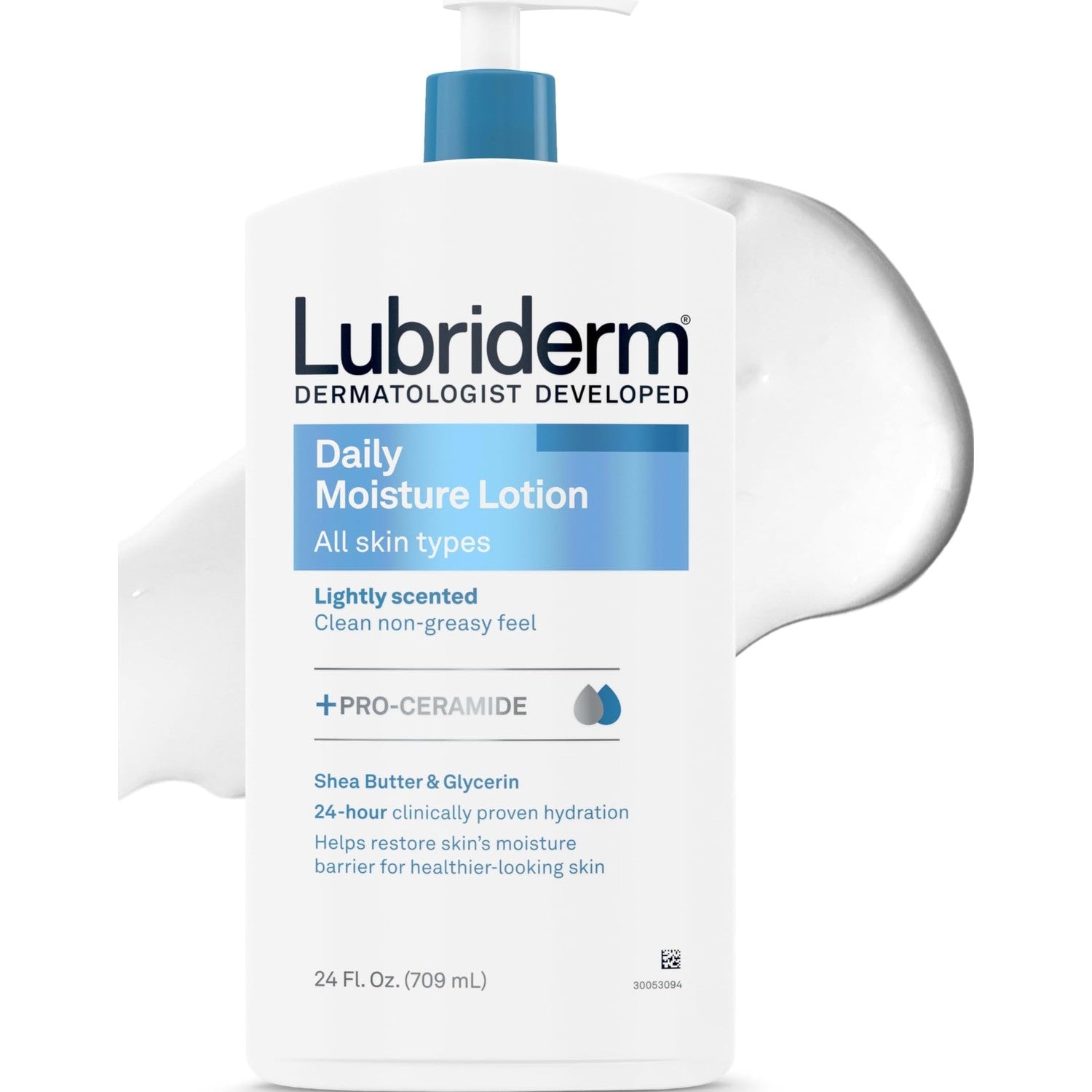 Lubriderm Daily Moisture Lotion + Pro-Ceramide, Shea Butter & Glycerin, Hydrating Face, Hand & Body Lotion, 24-hour Moisturizer for Dry Skin, Paraben & Dye Free, Scented, Non-Greasy 24 FL OZ Pack of 3