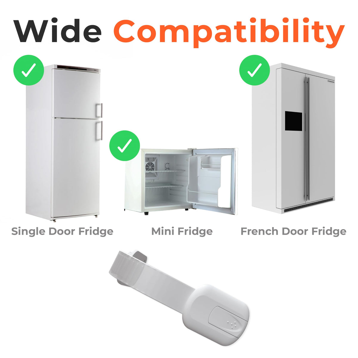 2-Pack Child Proof Fridge Lock with Adhesive - Adjustable Baby Proofing Straps - Refrigerator Lock for Kids - Freezer Latch to Keep Door Closed - for Toddlers, Cats, & Dogs - Universal Compatibility