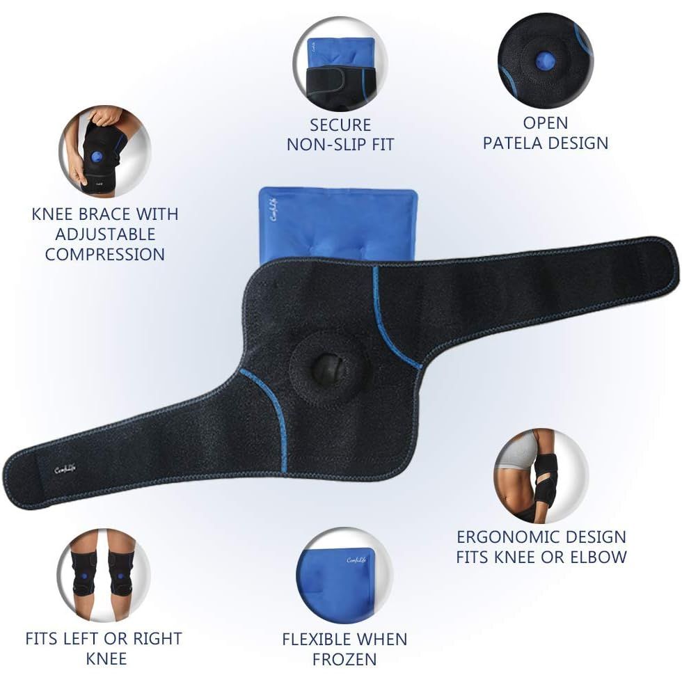 Buy now ComfiLife Knee Ice Pack with Wrap Reusable Hot & Cold Therapy Gel Pack Adjustable Compression Support for Injuries, Pain, Surgery, Arthritis, Meniscus and More at indiglob india