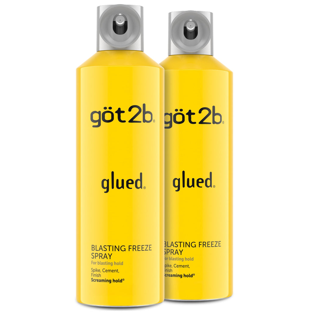got2b Glued Blasting Freeze Hairspray, 12 oz, 2-Pack, Strong Hold | Spikes and styles stay in place, Lasts until your next shampoo, Wind resistant formula, No stickiness, Aerosol spray