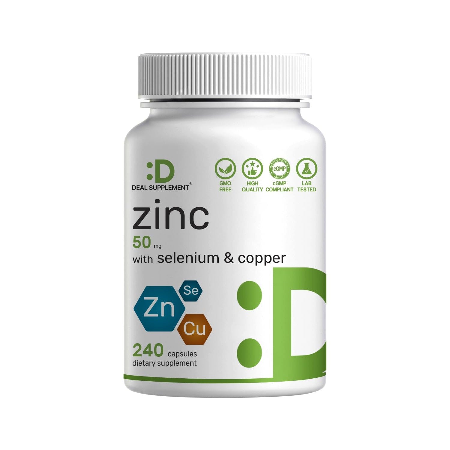 Zinc Picolinate 50mg with Copper & Selenium, 240 Capsules | 3-in-1 High Absorption Mineral Complex | Chelated Zinc Supplement for Immune Support* | 8 Month Supply
