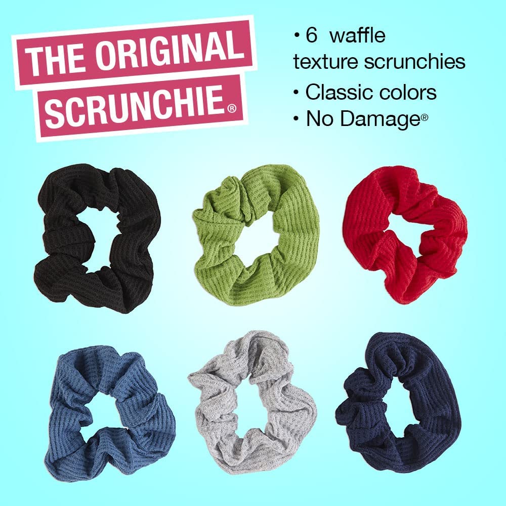 Buy now Scunci by Conair The Original Scrunchie Waffle Knit Scrunchies in Navy, White, Red, Blue, Grey and Black, Hair Ties for Women, 6 Count at indiglob india