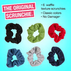 Buy now Scunci by Conair The Original Scrunchie Waffle Knit Scrunchies in Navy, White, Red, Blue, Grey and Black, Hair Ties for Women, 6 Count at indiglob india