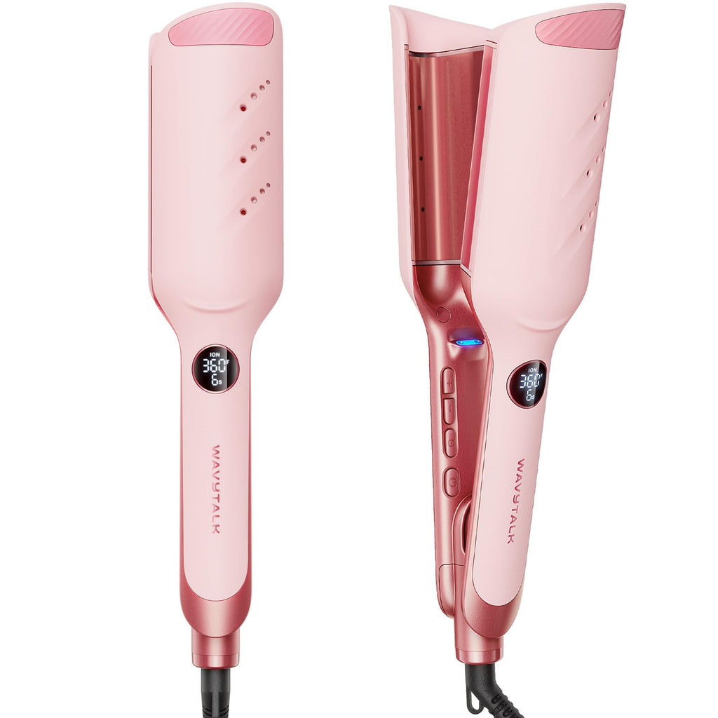 Wavytalk Power Wave Hair Crimper, Ionic Hair Waver for Less Heat Damage | Beach Waves Curling Wand, Crimping Iron, Ventilation Design for Less Damage, Ionic Reduces Frizz, Dual Voltage Curling Iron
