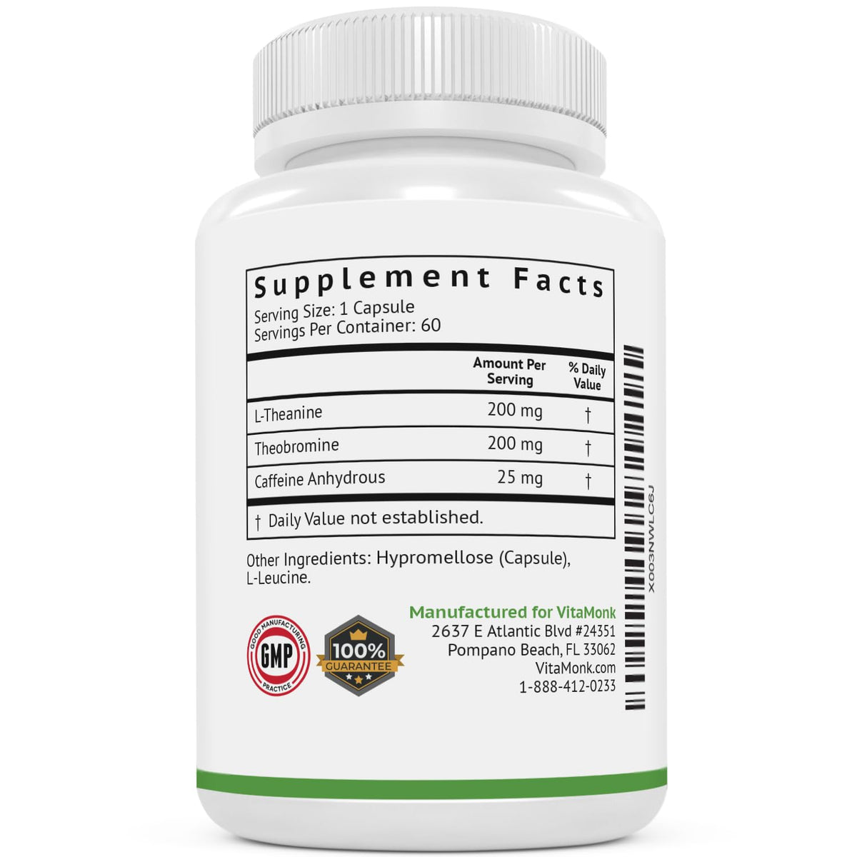 VitaMonk Low Dose Caffeine L-Theanine Pills for Jitter-Free Energy