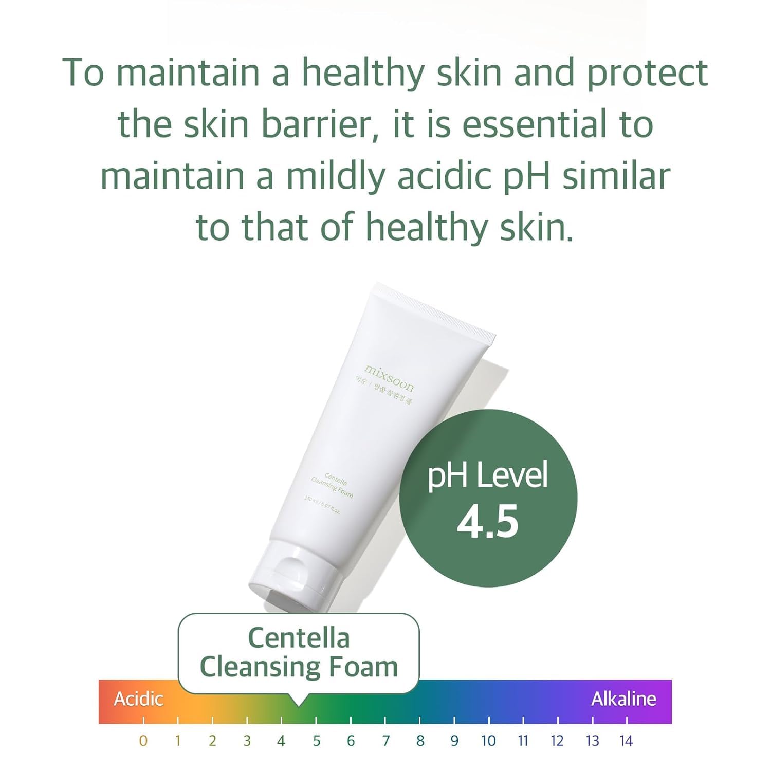 mixsoon Centella Cleansing Foam Face Wash with Cica, Low pH Cleansing and Soothing for Face, Hydrating Formula 150ml / 5.07 fl. oz. Korean Glass Skin Care