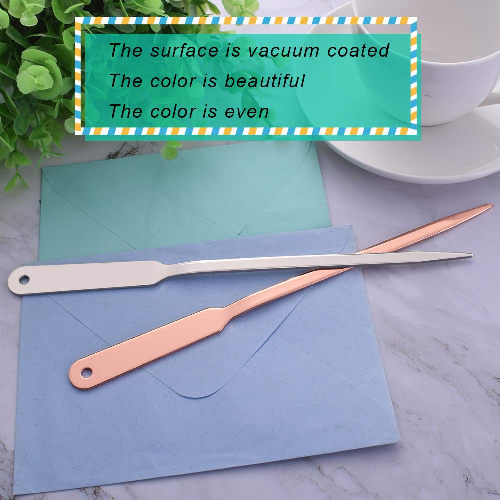 WXJ13 2 Pack Letter Openers Stainless Steel Lightweight Hand Envelope Slitter, Silver and Rose Gold