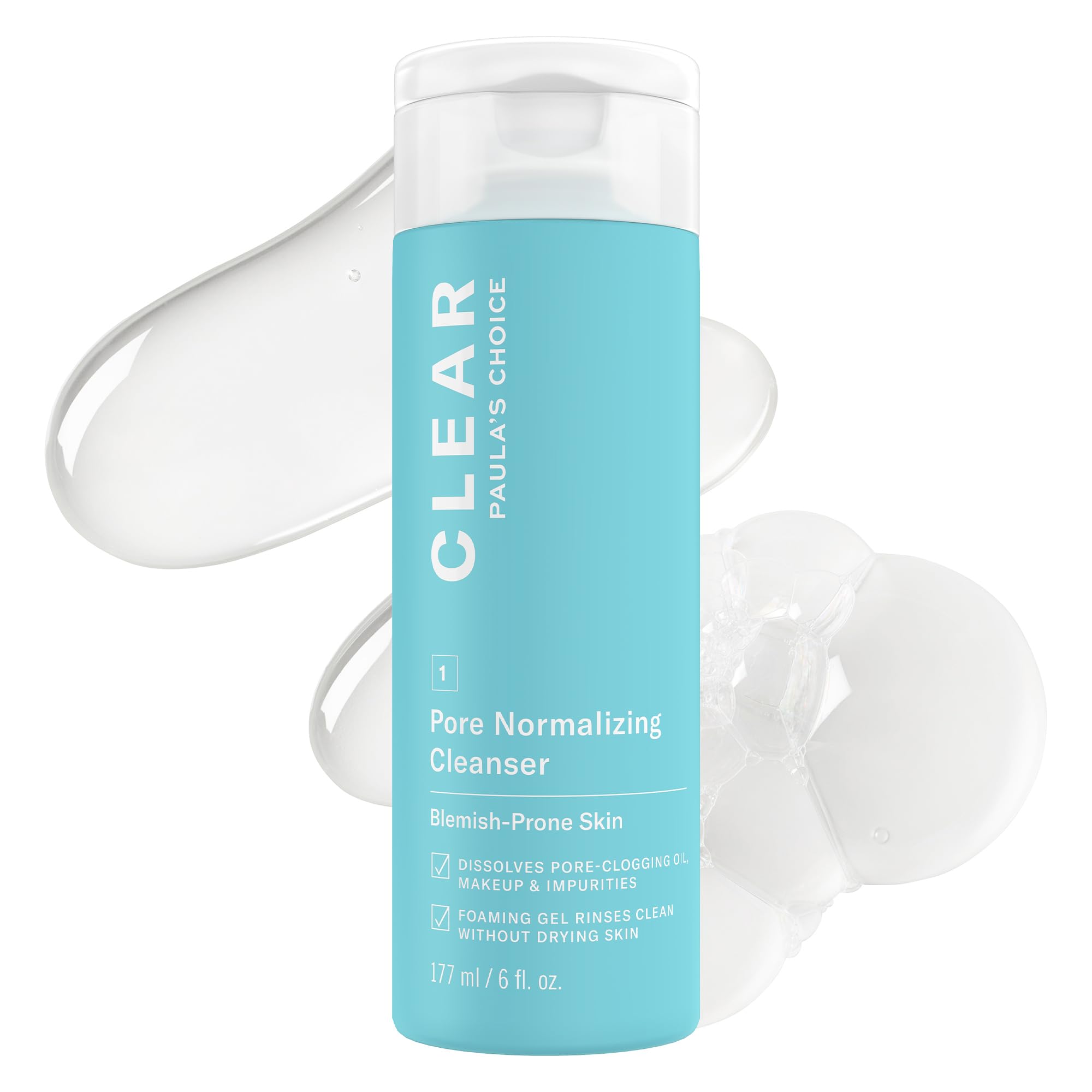 Paula's Choice CLEAR Pore Normalizing Acne Facial Cleanser | Salicylic Acid Face Wash for Clogged & Enlarged Pores, Redness & Blackhead-Prone Skin, Fragrance-Free