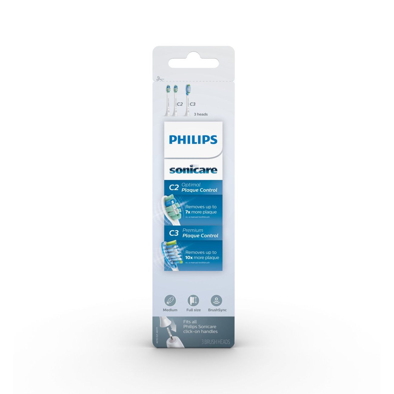 Buy now Philips Sonicare Genuine Toothbrush Head Variety Pack, C3 Premium Plaque Control and C2 Optimal Control, 3 Brush Heads, White, HX9023/69 at indiglob india