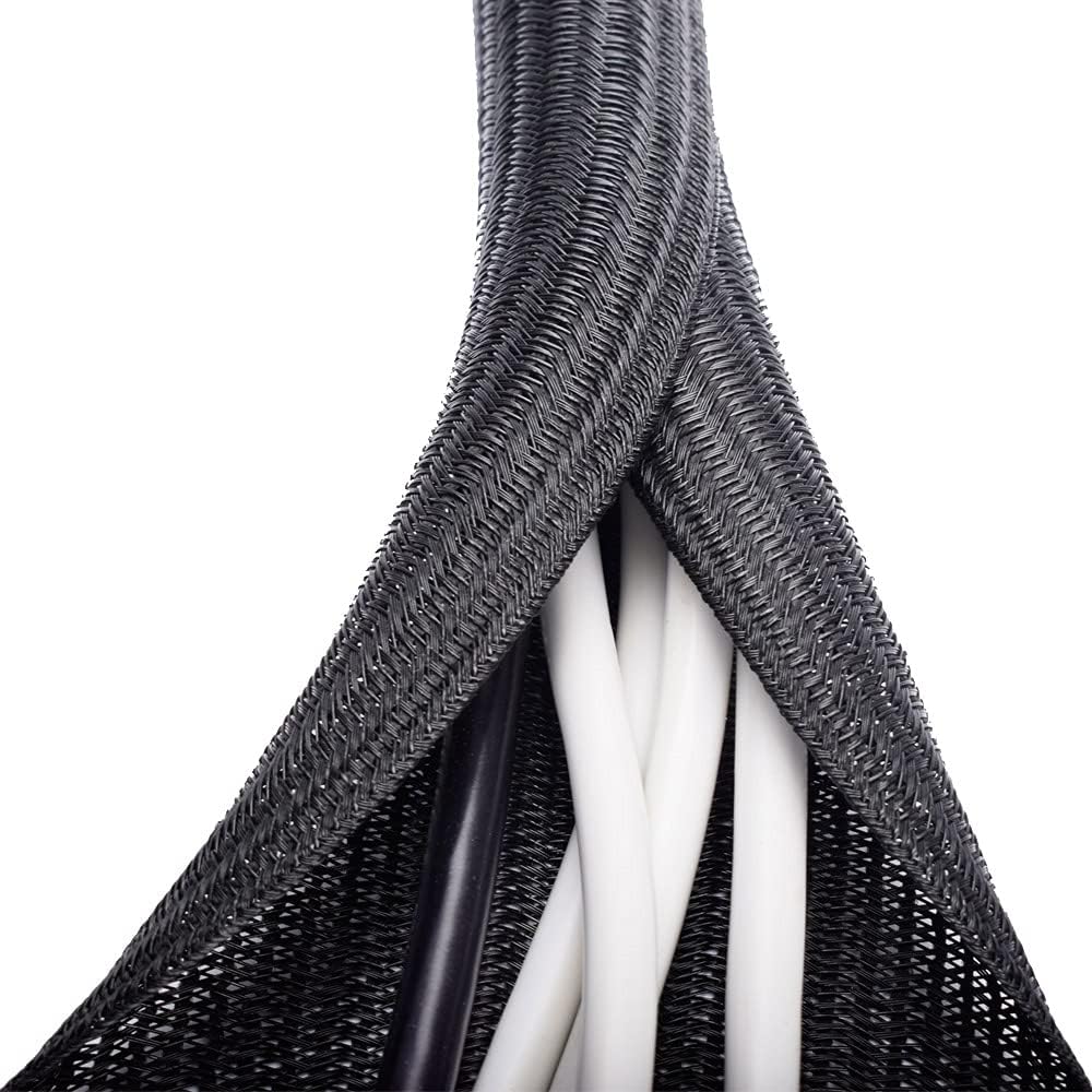Buy now 6.6ft - 4/5 inch White Cable Sleeve, Cable Organizer for Desk PC TV Computer, Wire Protector Cable Wrap Cover, Cord Management for Home Office 20ft, 1 2'' Black at indiglob india