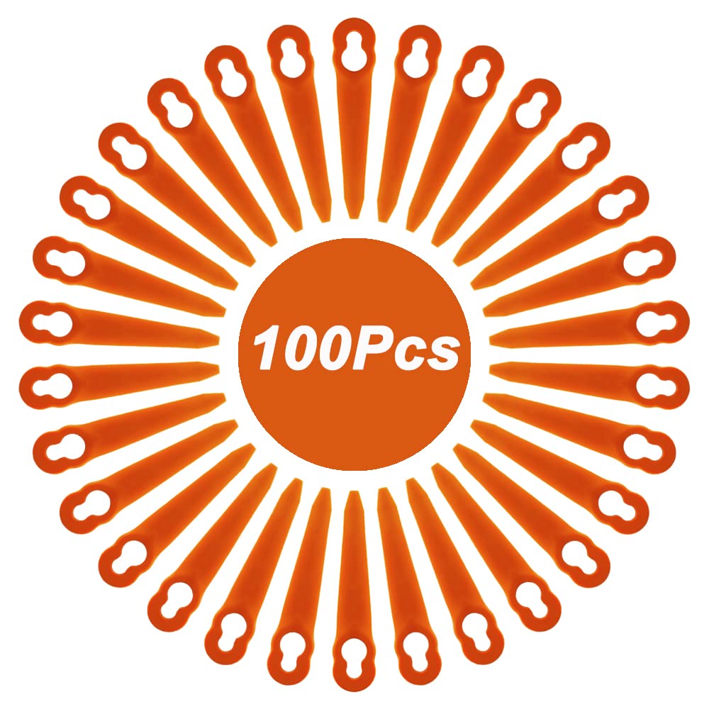 FourShow 100Pcs Plastic Replacement Blades Compatible with STIHL Polycut 2-2 Polycut 3-2 Grass Trimmer FSA 45 FSA 57 FSE 52,Sun Joe 24V-GT10, Redback Swift 40V