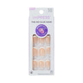 Kiss Impress No Glue Mani Press On Nails, Model, Classic French Manicure Kit, 30 Light Neutral + White Tip, Short Squoval, With IMPROVED Adhesive, Includes Prep Pad, Manicure Stick & Mini File