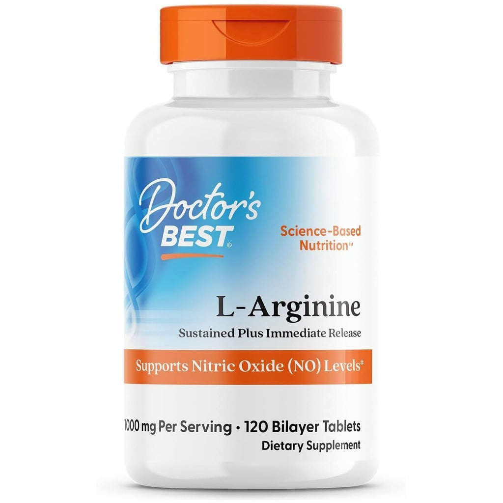Buy now Doctor's Best Sustained Plus Immediate Release L-Arginine, Non-GMO, Vegan, Gluten & Soy Free, 500 mg, Tablet, 120 Count Default at indiglob india