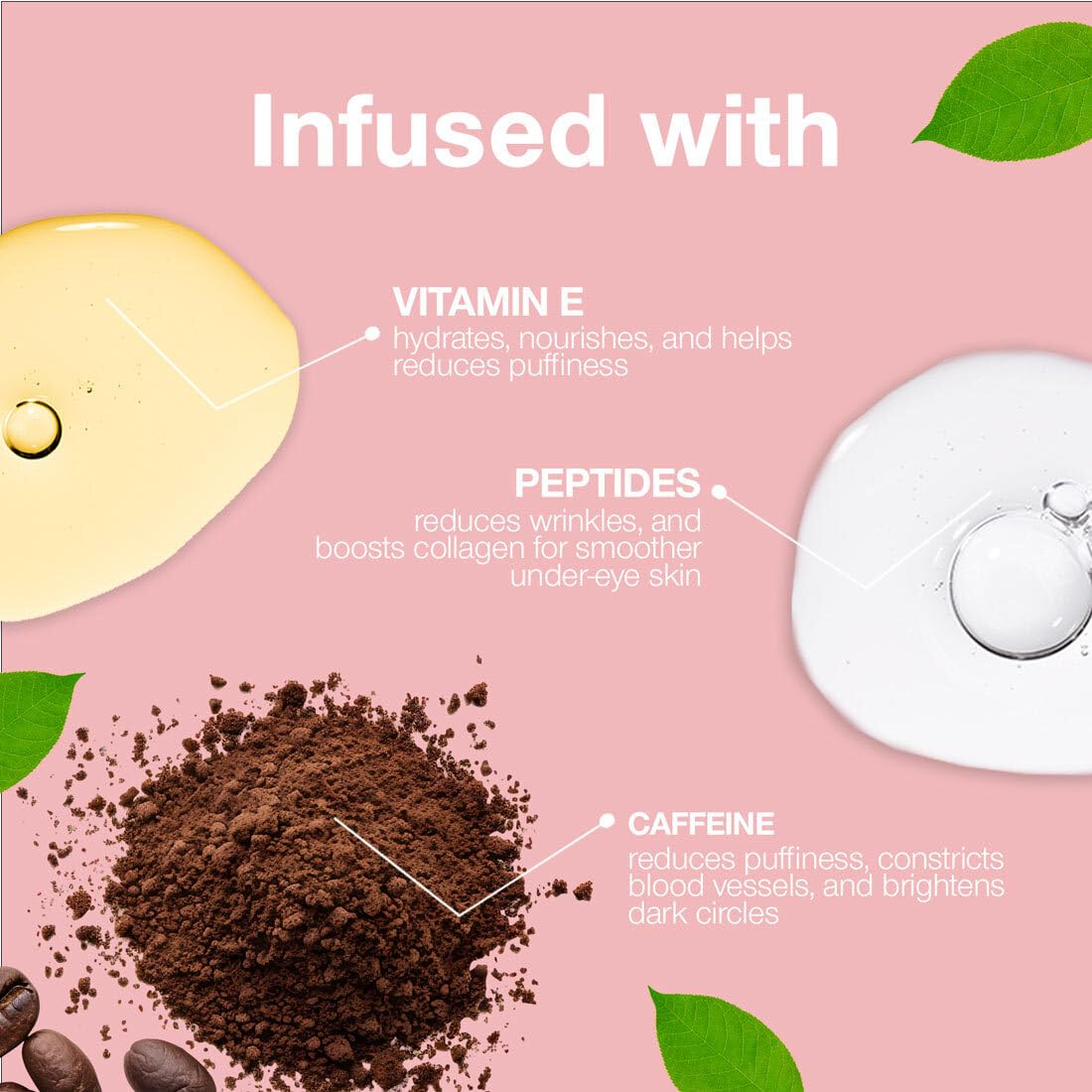 Palladio Under Eye Brightener, Conceal, Brightens, Reduces Appearance of Dark Circles, With Caffeine Peptides & Vitamin E, Tired Skin Color Correcting Brightener & Primer, Light to Medium (Soft Pink)