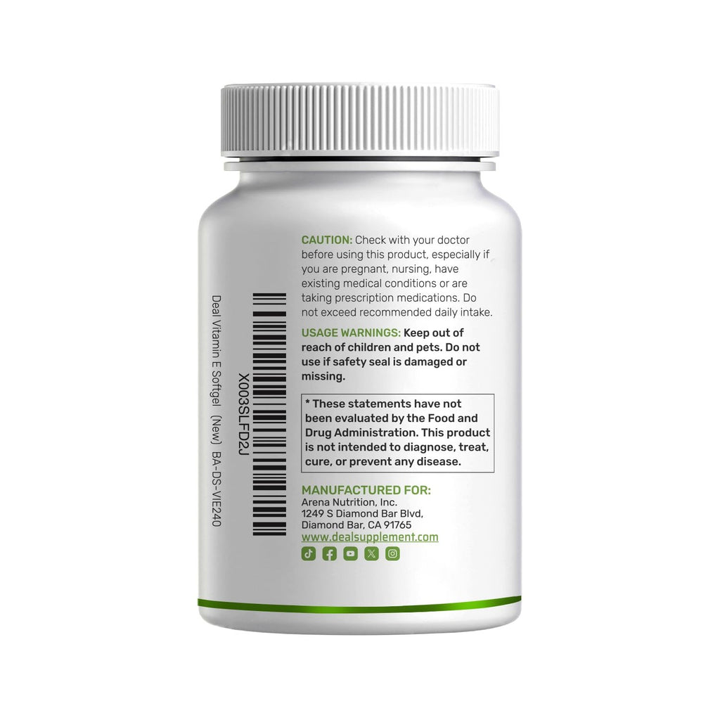 DEAL SUPPLEMENT Vitamin E 1,000 IU Per Serving, 240 Softgels