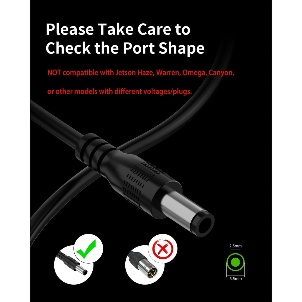VHBW 42V Charger for Jetson Electric Bike, Compatible with Jetson Bolt, Bolt Pro, Adventure, Journey, Shadow, LX10, J5, J8 Bikes and for Jetson Eris, Ora Pro, Racer, Rhythm, Ryder Scooters
