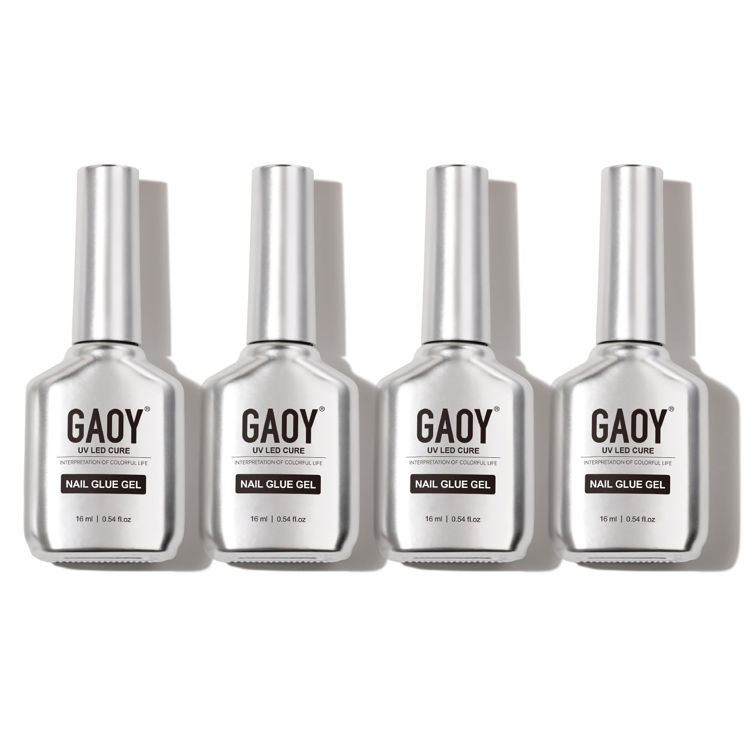 GAOY 4 Pcs 16ml Gel Nail Glue for Acrylic Nails Tips, Clear Glue Gel for Sheer Press ons for Long Lasting UV Light Cure DIY