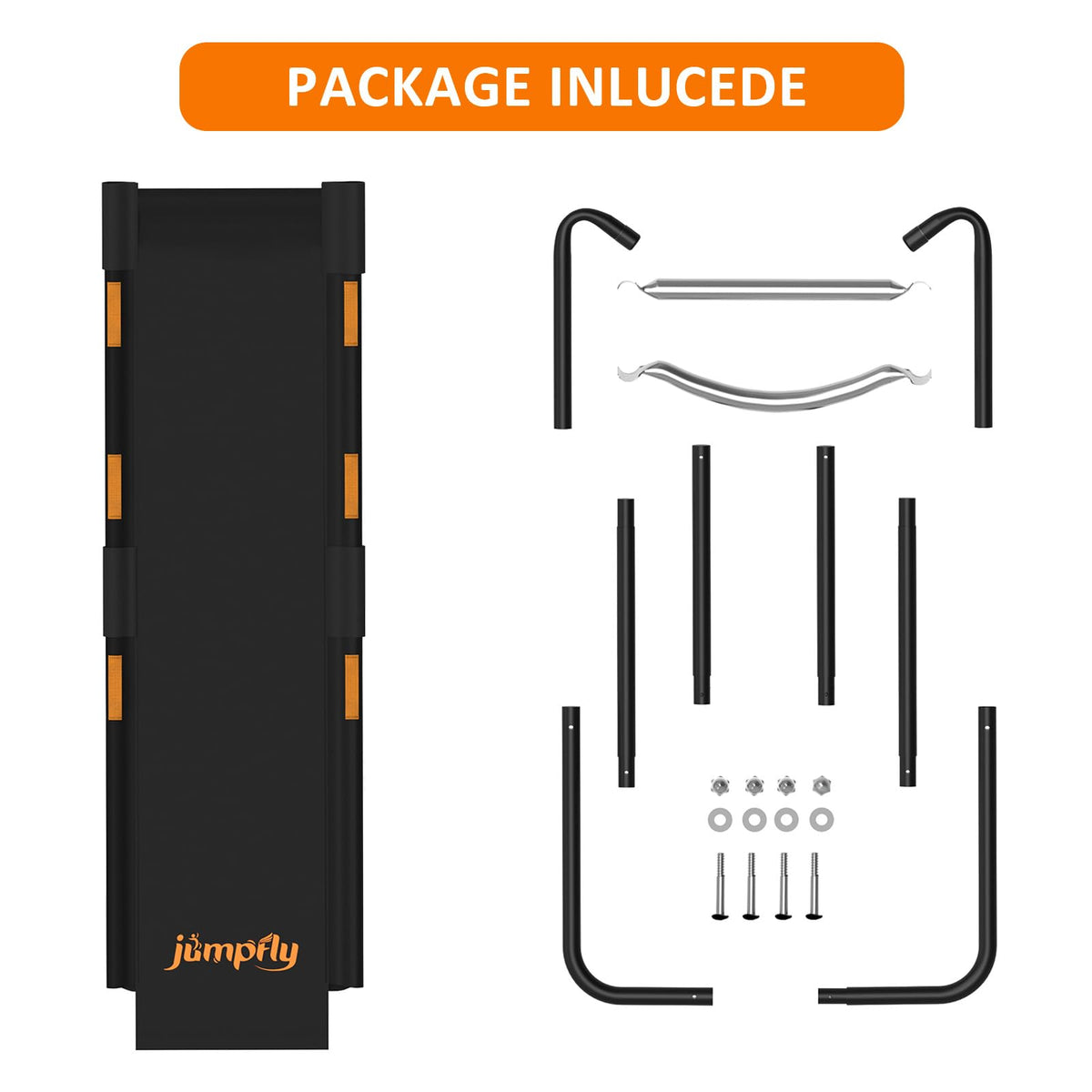jumpfly Trampoline Slide Ladder Universal Trampoline Ladder with Handles Strong Tear Resistant Fabric Trampoline Accessories for Kids Toddler Climb Up & Slide Down, Orange