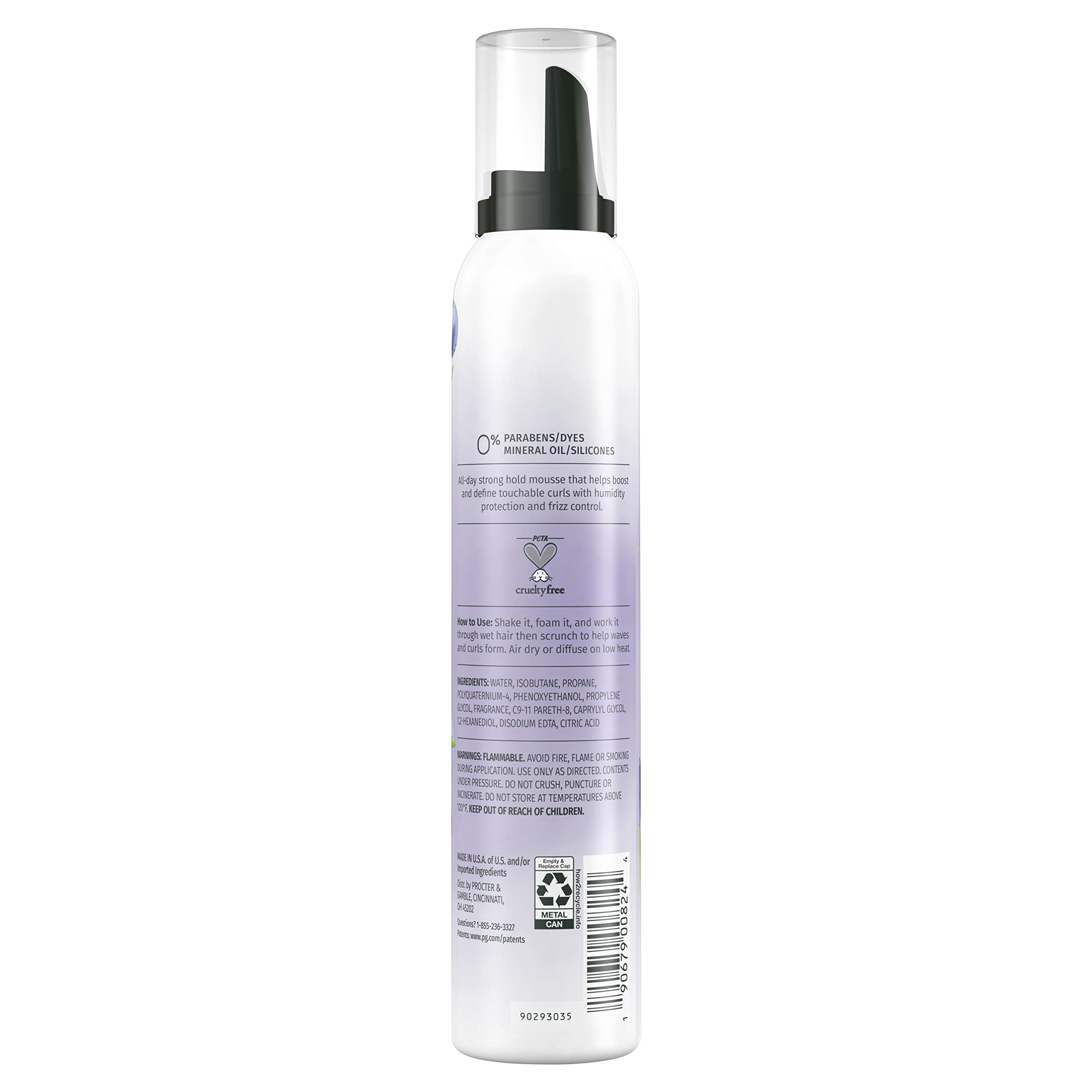 Herbal Essences Curl Boosting Mousse, Frizz Control for Curly & Wavy Hair, Long-Lasting Hold with Berry Scent, Paraben & Dye-Free, Cruelty-Free, 6.8 Fl Oz Each, 3 Pack