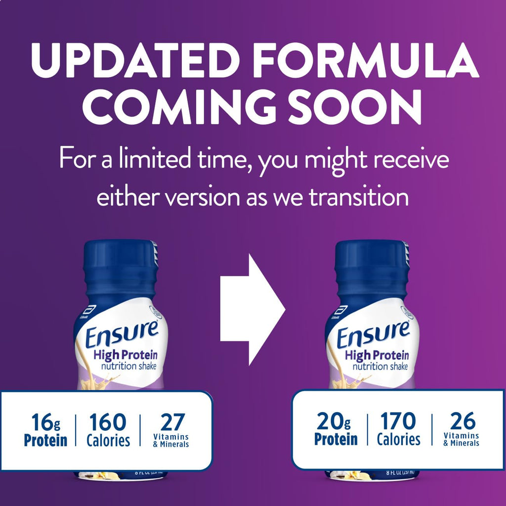 Ensure High Protein Vanilla Nutrition Shake with Fiber, Ready to Drink, 16g Protein and 27 Vitamins and Minerals, 8 fl oz, 6 Pack