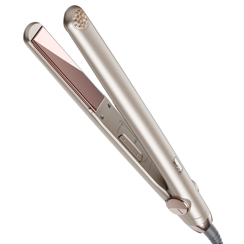 TYMO Flat Iron Hair Straightener and Curler 2 in 1 with 10s Fast Heating, 1 Inch Professional Titanium Straightening Curling Iron with 32 Adjustable Temp and Automatic Shut Off, Champagne