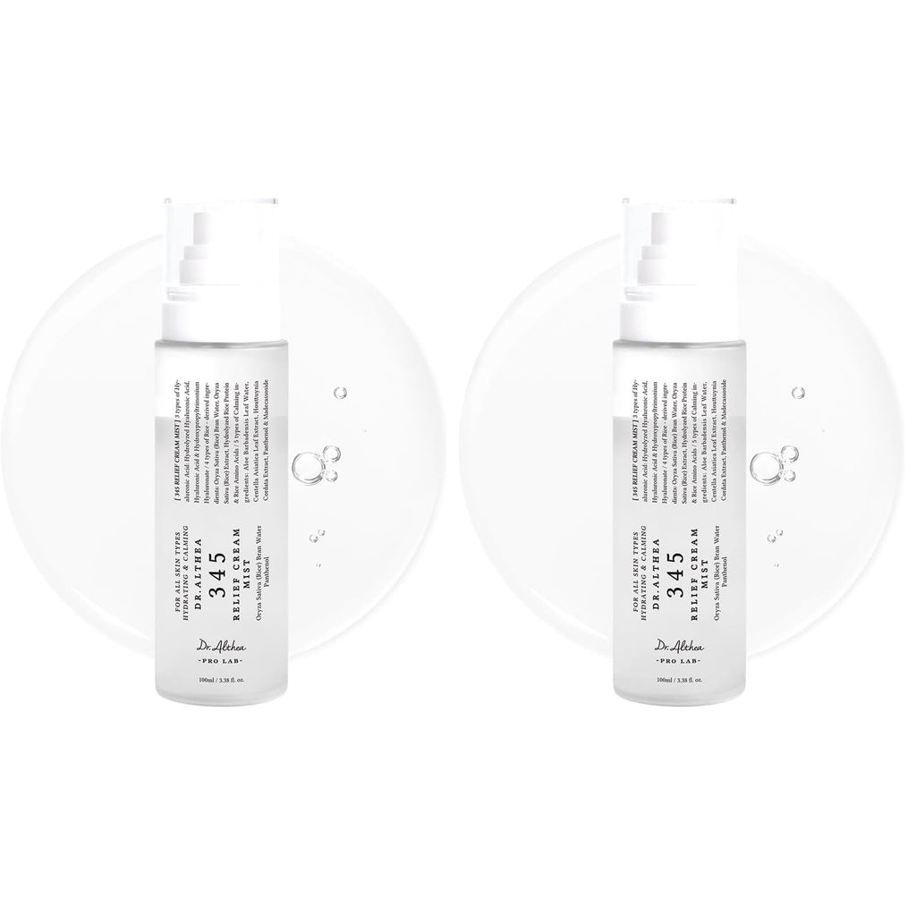 Dr.Althea 345 Relief Cream Mist, Korean Vegan Skin Care, 3.38 Fl Oz | Insant Hydration, Calming Skin Irritation with Hyaluronic Acid, Panthenol, Centella Asiatica Leaf Water, Madecassoside