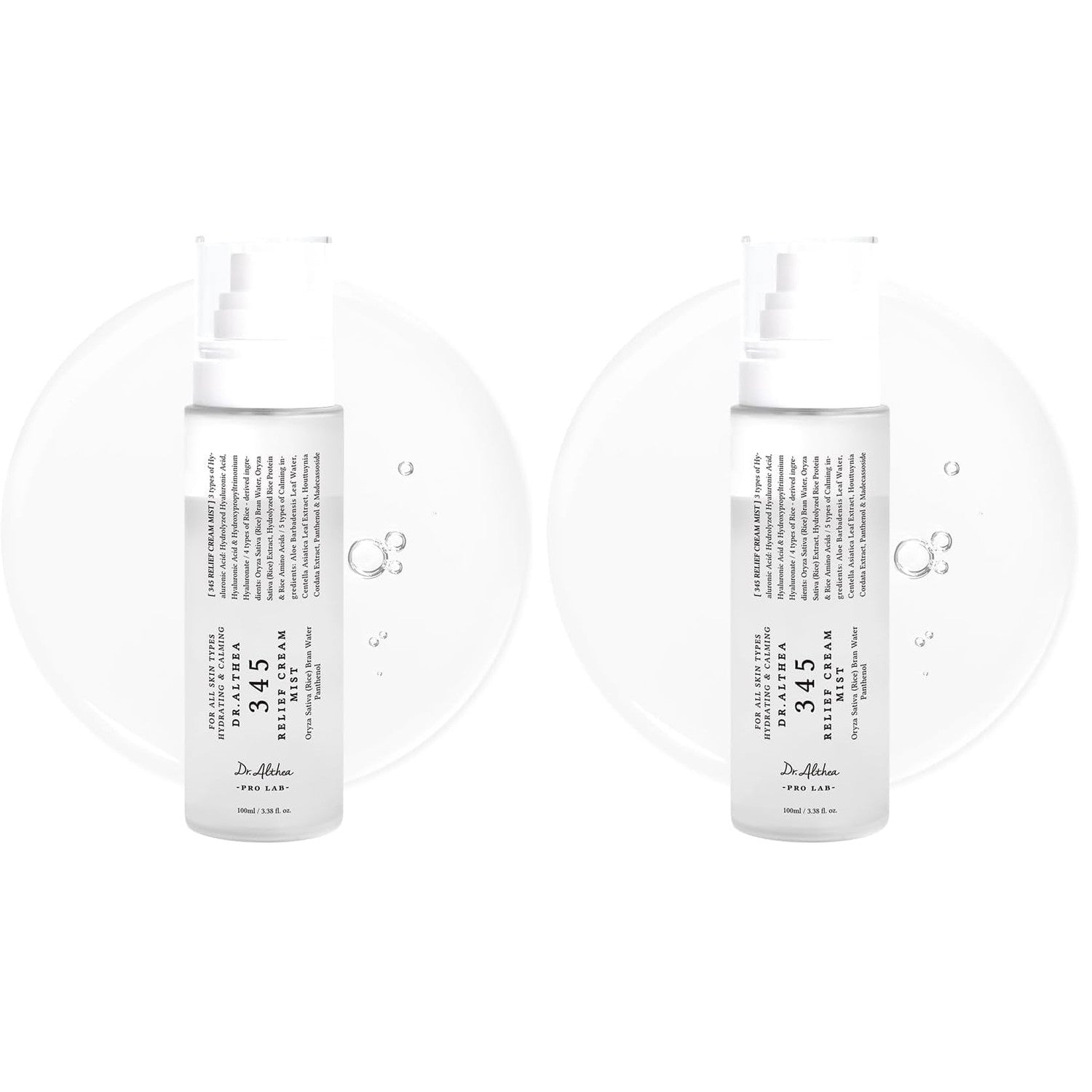 Dr.Althea 345 Relief Cream Mist, Korean Vegan Skin Care, 3.38 Fl Oz | Insant Hydration, Calming Skin Irritation with Hyaluronic Acid, Panthenol, Centella Asiatica Leaf Water, Madecassoside