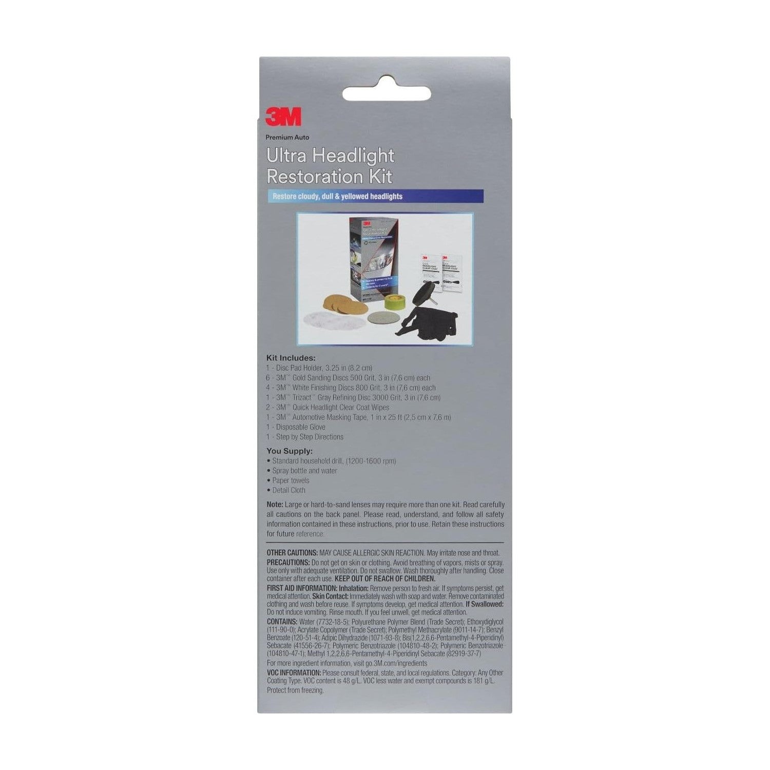 Buy now 3M Ultra Headlight Restoration Kit, Contains Masking Tape, Light Sanding Discs, Wax Protectant and More, Use on Plastic Lenses Headlights, Taillights and More, Easy Heavy-Duty Restoration (39195) at indiglob india