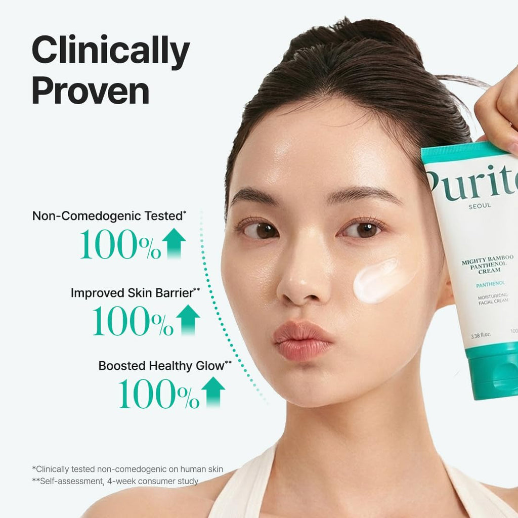PURITO Panthenol 10% Cream for Sensitive Skin, 3.38 fl.oz | Skin Barrier Repair, Face Moisturizer, Blemish-Prone Care, Non-Comedogenic & Vegan, Korean Skincare