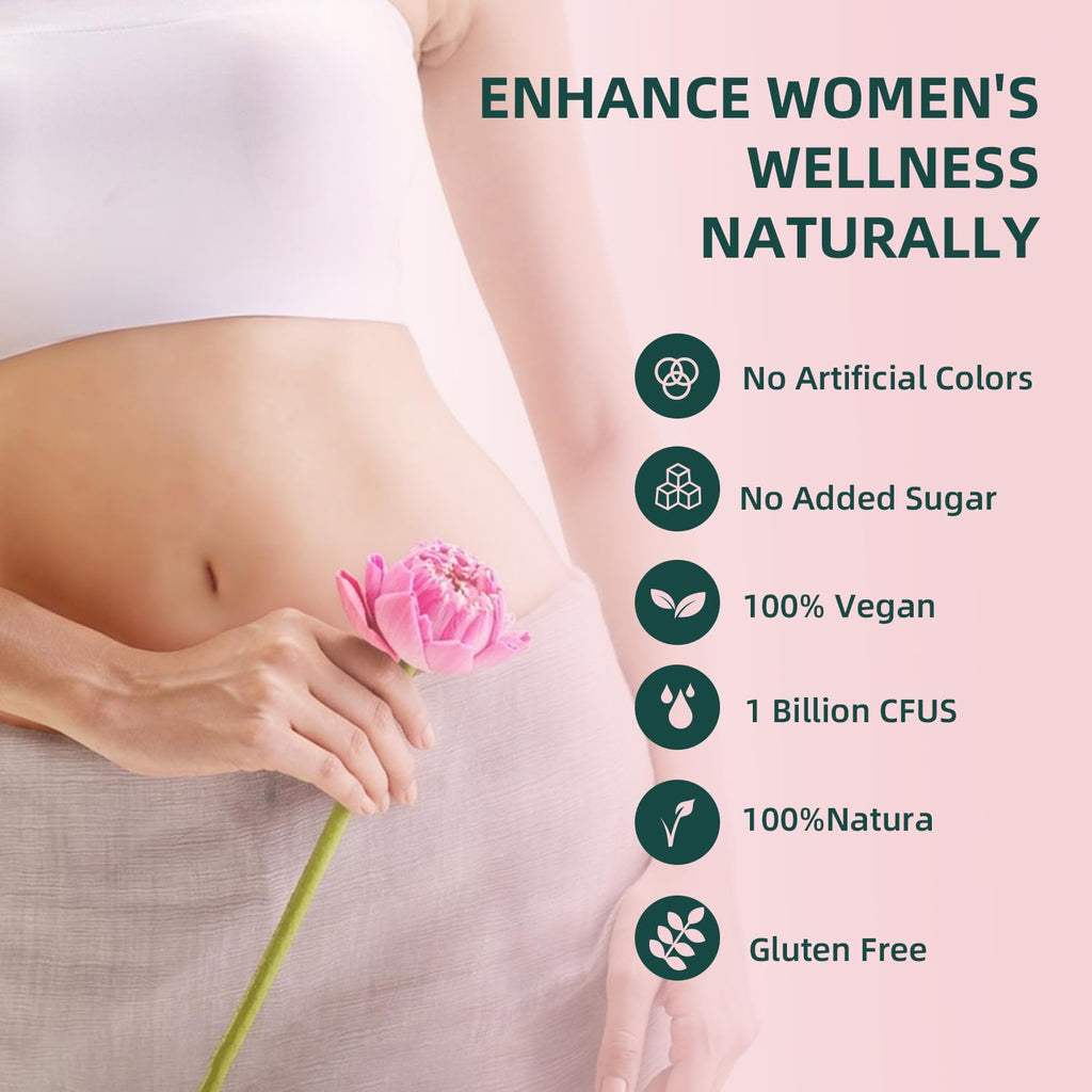Women Gummies for pH Balance, Premium Feminine Vaginal Health Probiotics Her Gummy, Immune Support, Vegan, Gluten-Free, Pineapple Flavour 60 Gummies 30 Servings