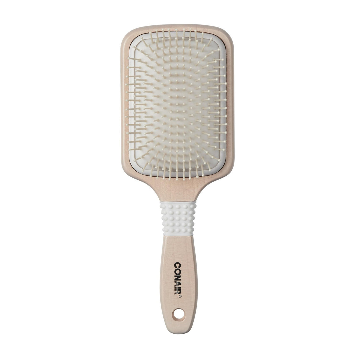 Conair Paddle Hair Brush, Ceramic Wood, with Nylon Bristles, Off White