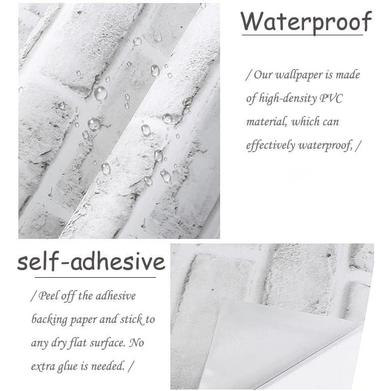 Buy now Cohoo Home Brick Wallpaper Peel and Stick Contact Paper 120inL 18inW Faux 3D Brick Contact Paper for Walls White Gray Grey Self Adhesive Removable Wallpaper Backsplash Bedroom Wall Sticky Waterproof at indiglob india