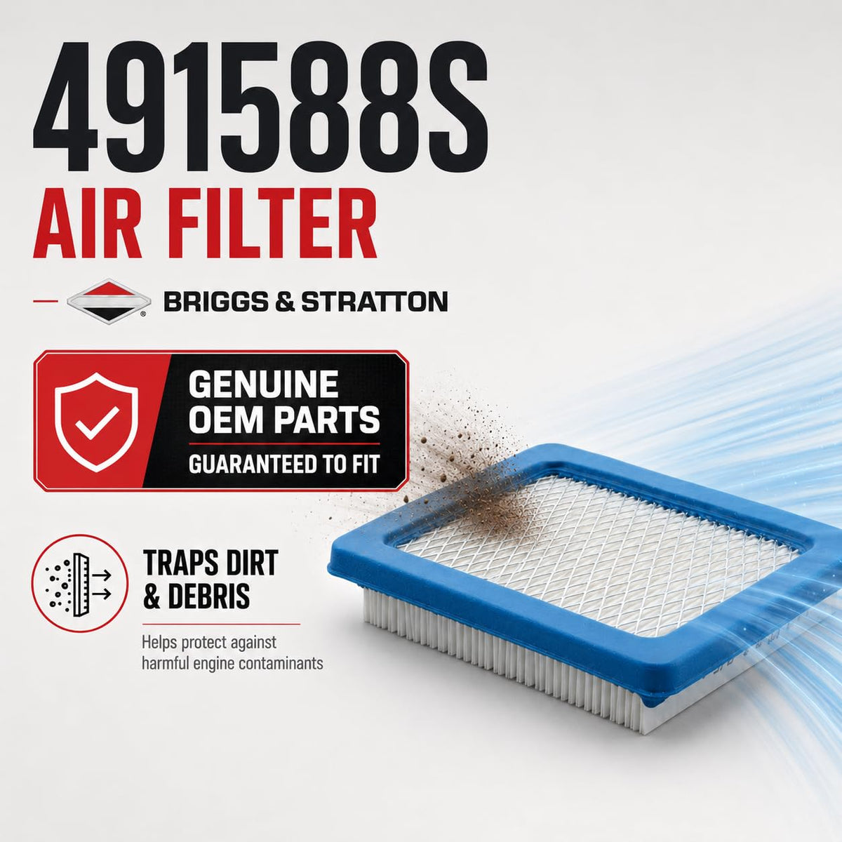 Briggs & Stratton 491588S Genuine Flat Air Filter