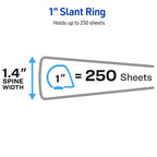 Avery® Durable View 3 Ring Binder, 1" Slant Rings, 1 Aqua Binder
