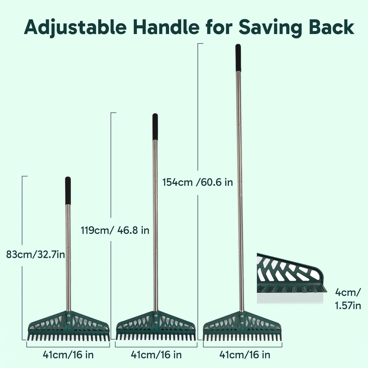 YEELOR Artificial Grass Rake Innovative Double Sided Turf Rake, 60-Inch Adjustable Handle for Cleaning and Fluffing Artificial Turf, Lawns, Carpets, Patios - Removes Leaves, Pet Hair & Debris