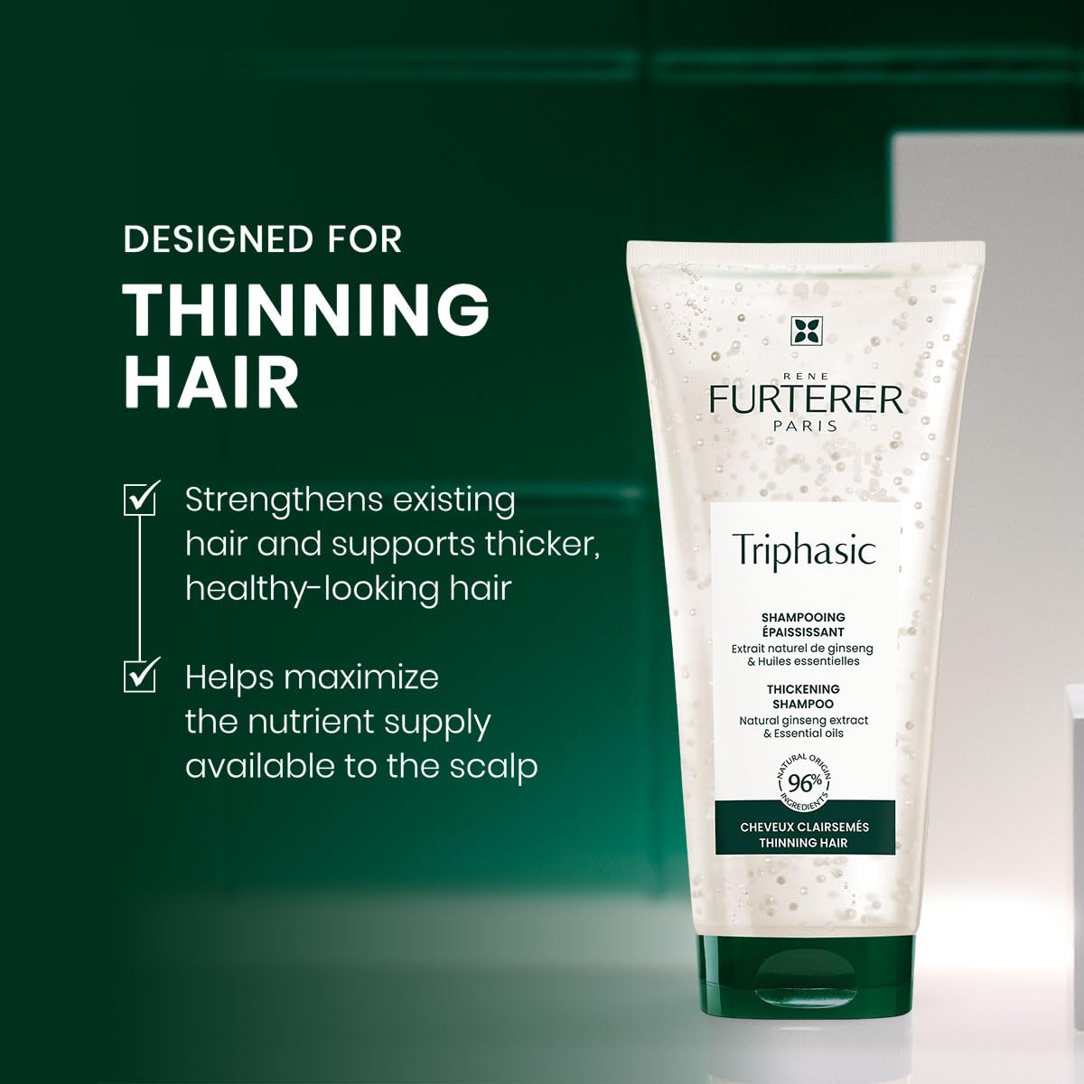 Buy now Rene Furterer TRIPHASIC Thickening Shampoo â€“ For Thinning Hair â€“ Improves hair density & strength â€“ Scalp Nutrition â€“ Rosemary Oil - For Men & Women - Color Safe at indiglob india