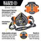 Buy now Klein Tools 60552 Reusable P100 Half-Mask Respirator with Replaceable Filters for Dust, Metal Fumes, and Oil Mist, M/L at indiglob india