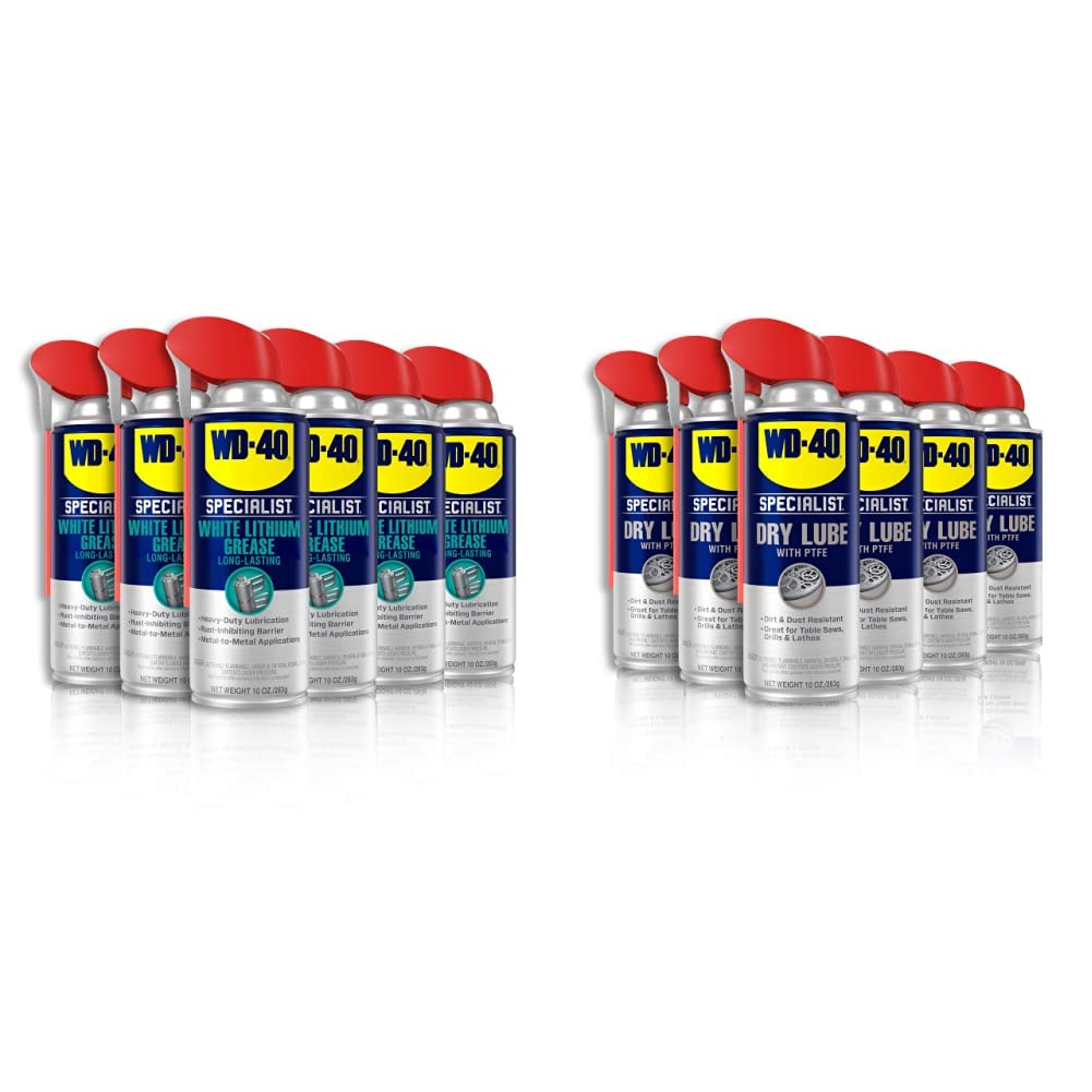 Buy now WD-40 Specialist White Lithium Grease Spray with Smart Straw Sprays 2 Ways, 10 OZ [6-Pack] & Specialist Penetrant with Smart Straw Sprays 2 Ways, 11 OZ at indiglob india