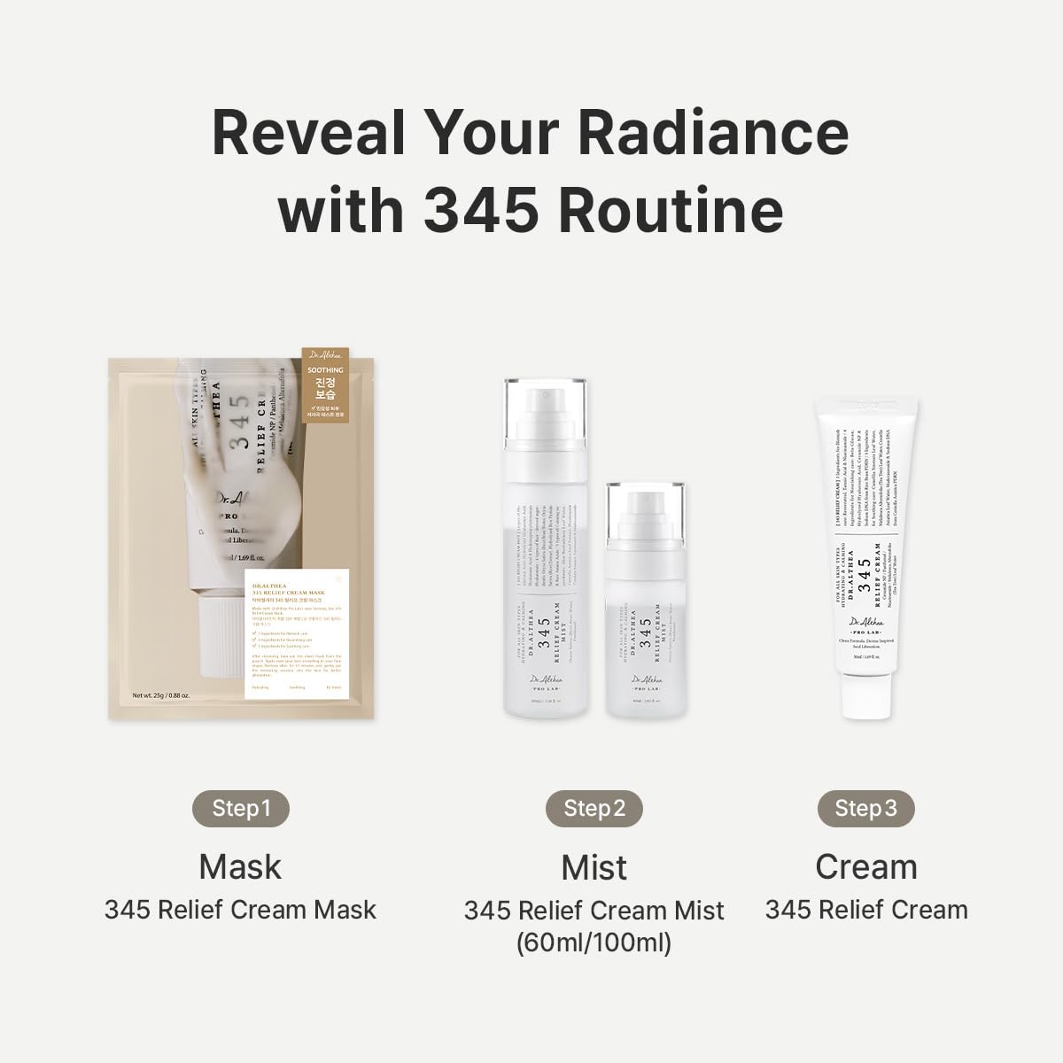 Dr.Althea 345 Relief Cream & Mist Duo, Korean Vegan Skin Care Set | Soothing Recovery & Moisture for Sensitive Skin, Daily Post-Acne Moisturizer, Versatile Hydration Mist Spray